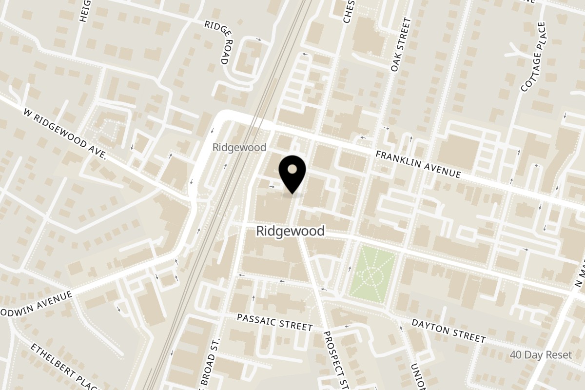 Map showing the location of Parisa Persian Grill on 24 Chestnut St in Ridgewood